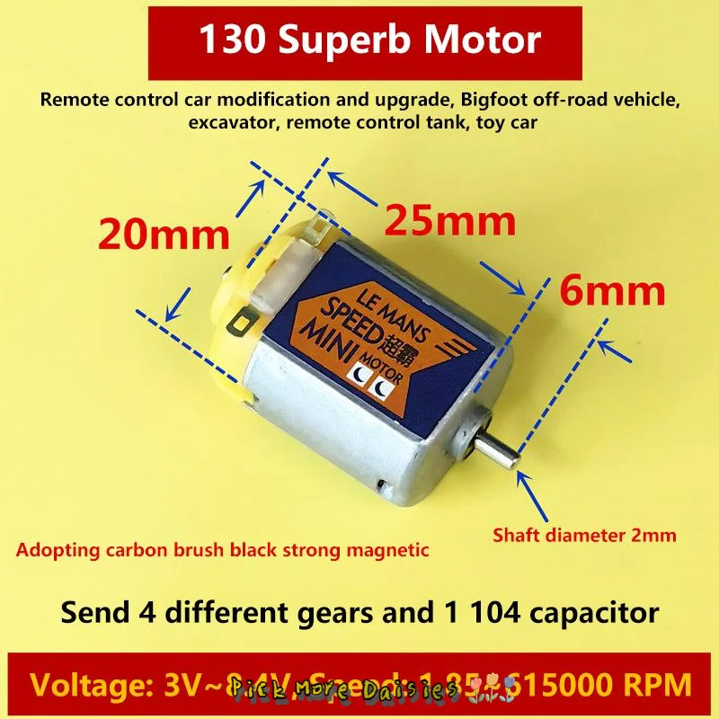 DC 3-8.4V 45000 tr/min Mini 130 moteur à balais de carbone F-130 Micro moteur magnétique puissant à grande vitesse pour Mini modèle de voiture de course 4WD jouet