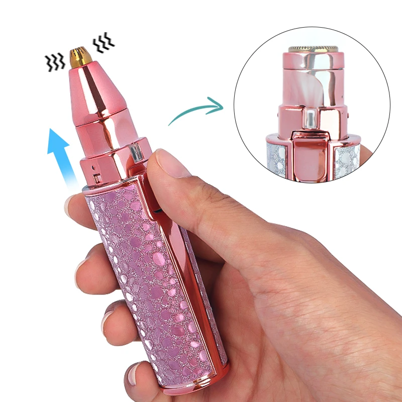 Portatile 2 IN 1 Epilatore Elettrico Rasoio Sopracciglia Corpo Viso Labbro Rimozione Dei Capelli Mini Indolore Rasoio Da Barba Rasoio LED Incorporato