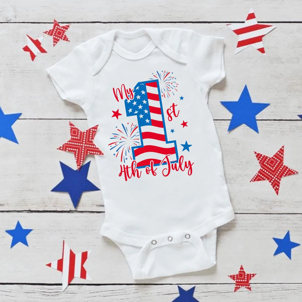 4th of July Printed Baby Romper Infant Independence Day Outfit Bodysuit Newborn Summer Jumpsuit Boys Girls Short Sleeve Clothes