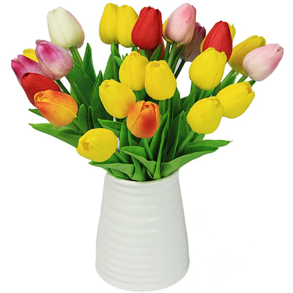 

Artificial Tulips Real Touch Faux Red Tulip Flowers for Wedding Home Party Balcony Yard Outdoor Decor Artificial Tulips