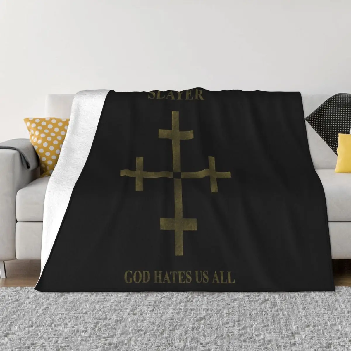 Slayer God Hates Us All Album Cover Logo Mens Black Size S To 3Xl Formal Vintage Throw Blanket