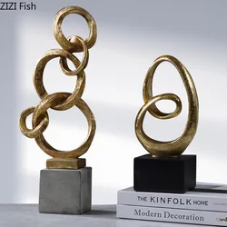 Geometric Abstract Ring Ornament Resin Sculpture Living Room Statue Home Accessories Desk Decoration Crafts Figurines Miniatures