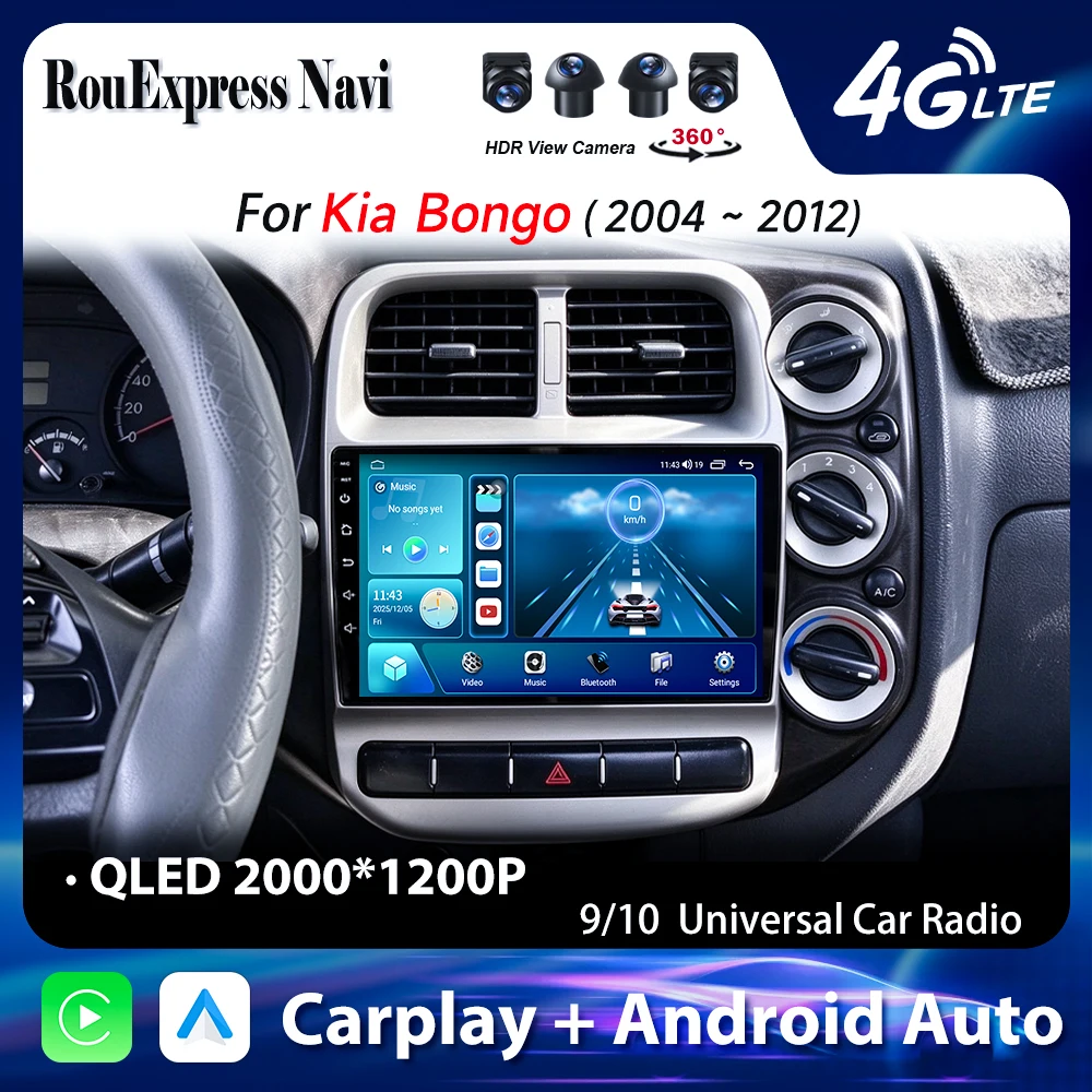 Android Auto For Kia Bongo 2004 2005 2006 2007 2008 2009 2010 - 2012  Car Radio Wireless Bluetooth Navigation Carplay Multimedia