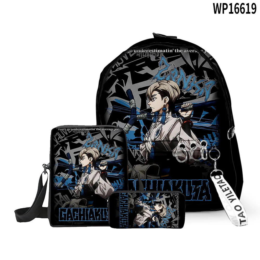 Classic Popular Gachiakuta 3D Print 3pcs/Set pupil School Bags Keychains Cute Small Backpack Inclined shoulder bag Pencil Case