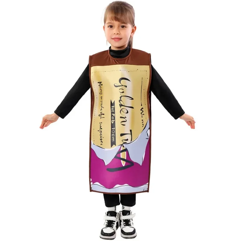 Movie Chocolate Factory Cosplay Costume Children Black Jumpsuit Coat Kids Chocolate Voucher Role Play Uniform Halloween Party