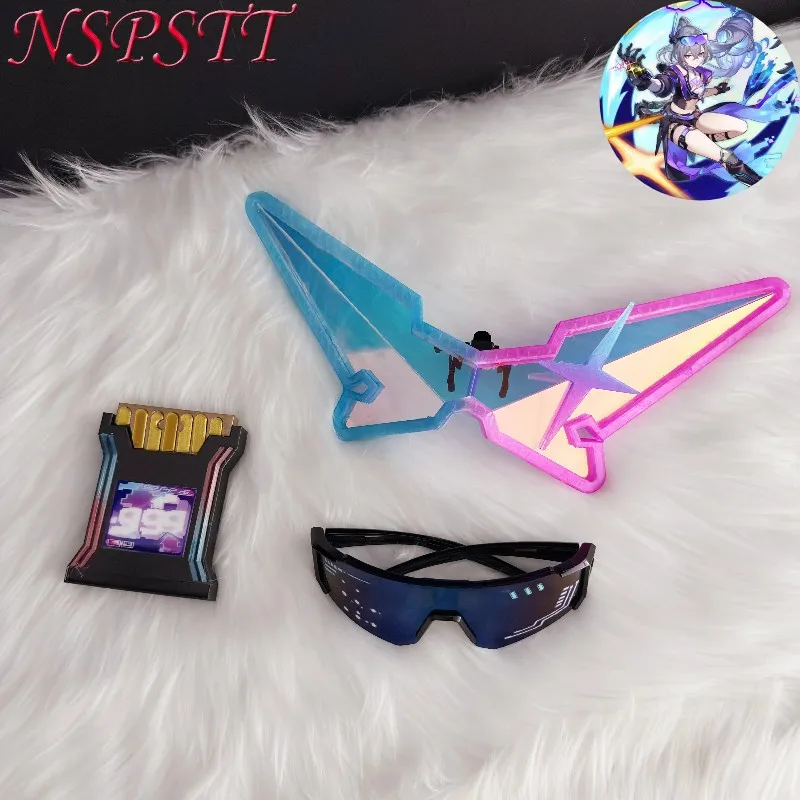 NSPSTT Honkai Star Rail Silver Wolf LV.999 Cosplay Props Glasses Set Game Character Eyeglasses Accessory Halloween