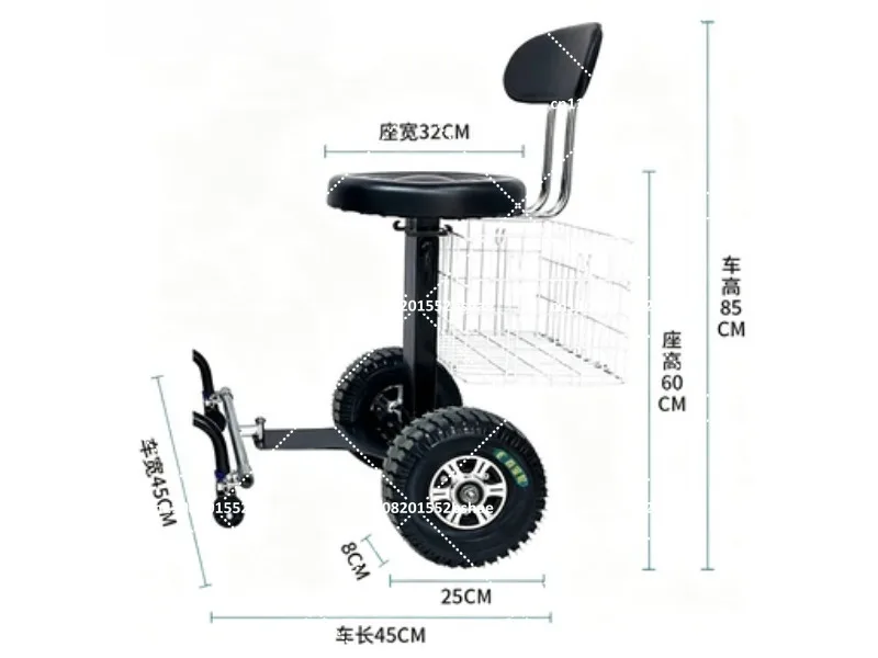 Electric Wheelchair Double Trailer Rear Seat Standing Pedal Four Wheels Folding Accessories
