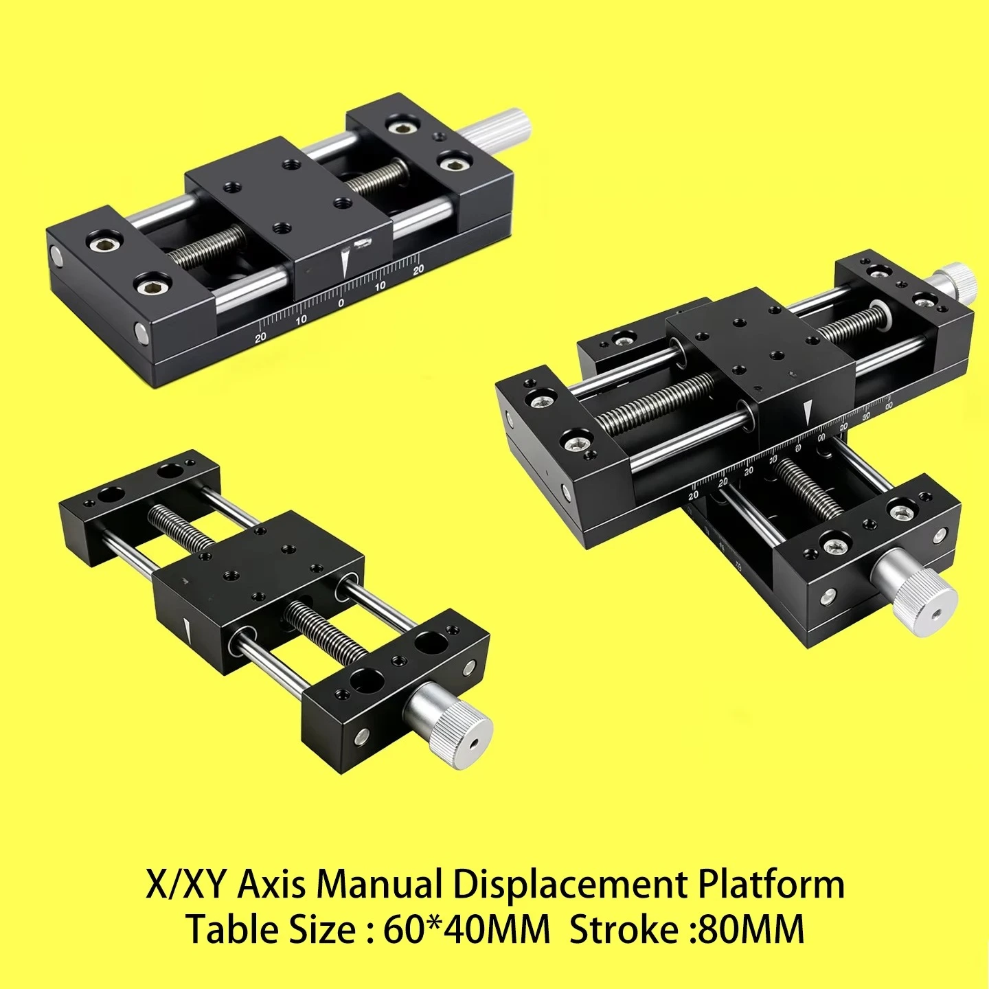 X/XY Axis Displacement Platform Table Size 60*40MM Manual Sliding Table Optical Precision Cross Moving Table Precision Slider