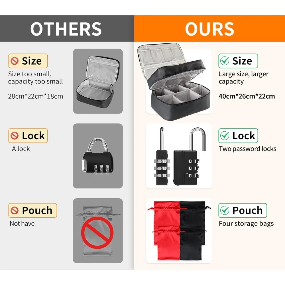 حقيبة تخزين كبيرة من الجلد الصناعي الفاخر للبالغين - 15.7 × 10.2 × 8.7، ناعمة ومتينة، منظم سر