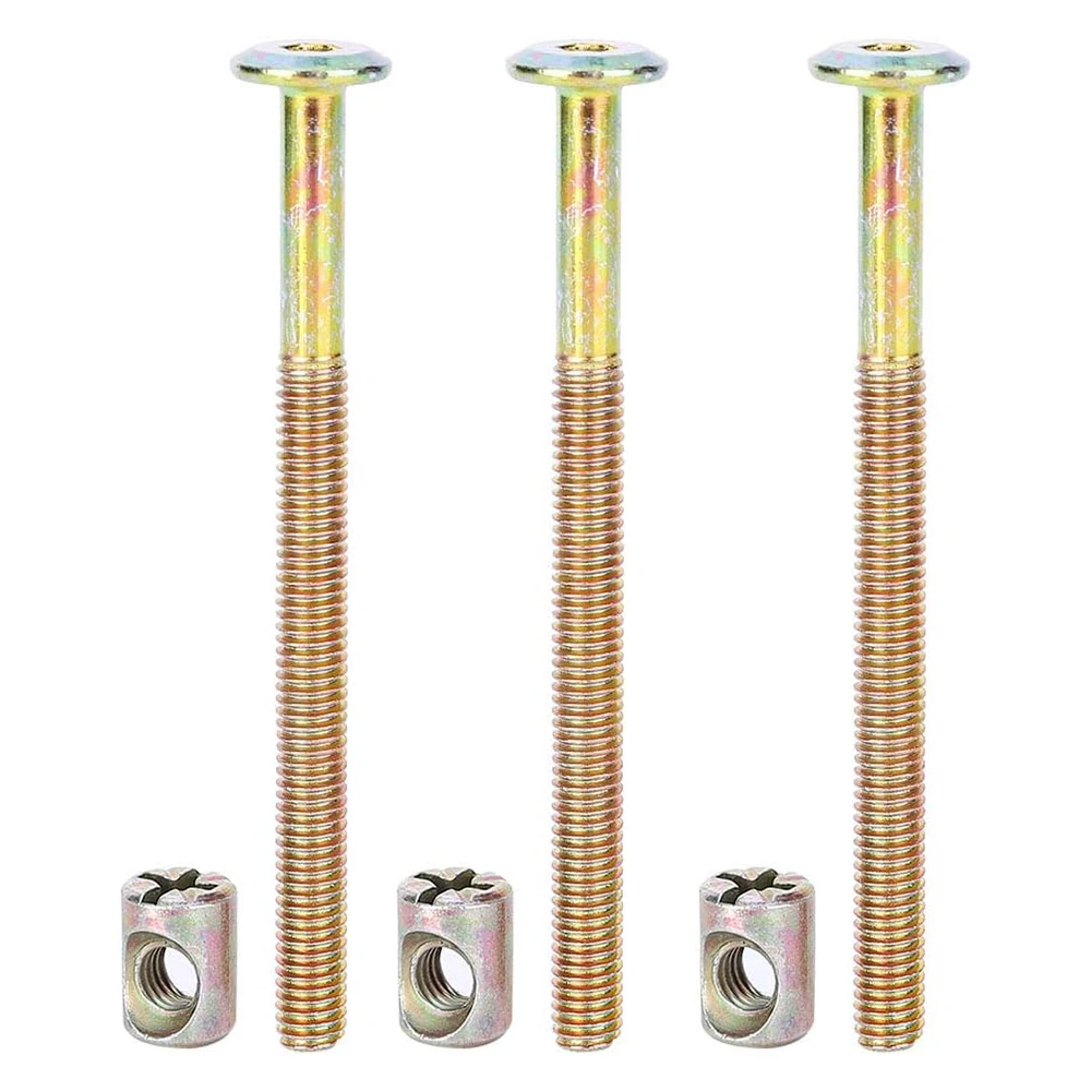 10 piece set of M6 X 100mm cylindrical bolts and nuts, bed, chair, and crib cross pin kit spare connector parts (100mm)