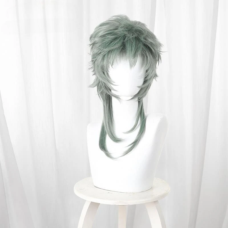 Anime Gnosia Raqio Cosplay Perücke Racio Blaugrau schulterlanges Haar hitzebeständige synthetische Perücken für Männer Frauen Karneval Party