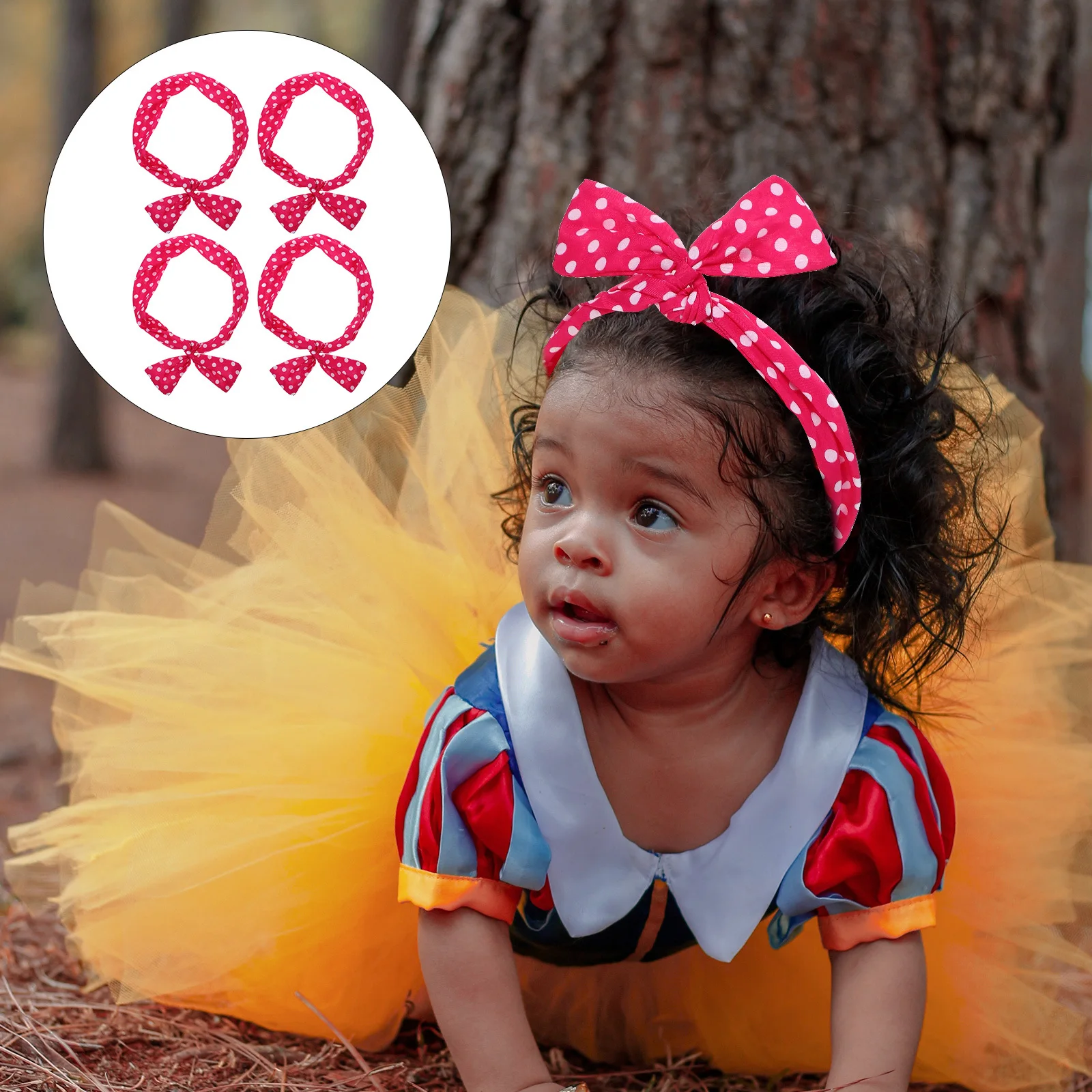 

4Pcs Wire Headbands with Bowknot Dots Pattern Hair Bands for Kids Girls Women Party Headband Chic Hair Decor Anti-Slip Daily Use