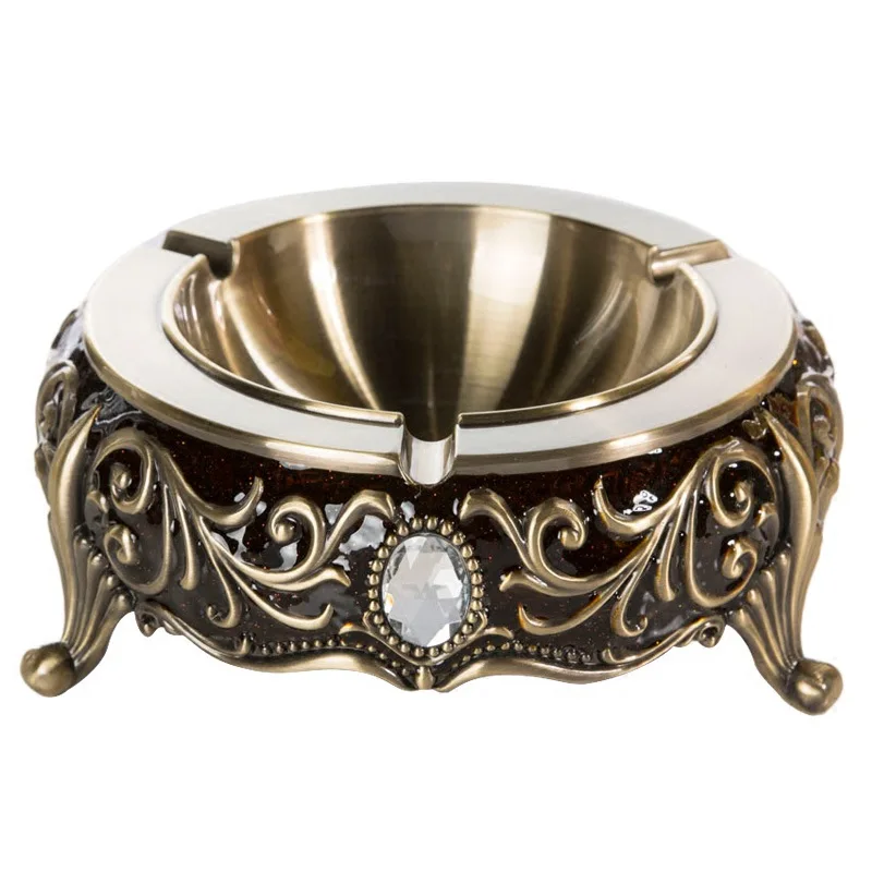 

Эмалированная пепельница, большая европейская ретро-металлическая с драгоценными камнями, роскошная гостиная