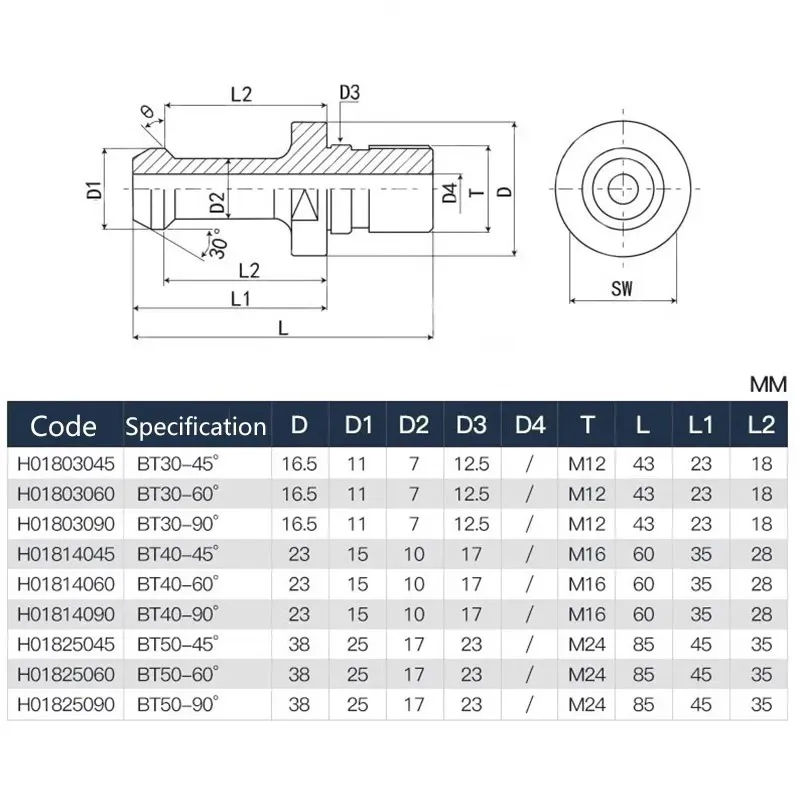 Senso BT30 BT40 BT50 ISO20 ISO25 ISO30 SK30 SK40 CAT40 CAT50 NBT30 Pull Stud CNC BT ISO SK CAT Pull Nails per mandrino portautensili