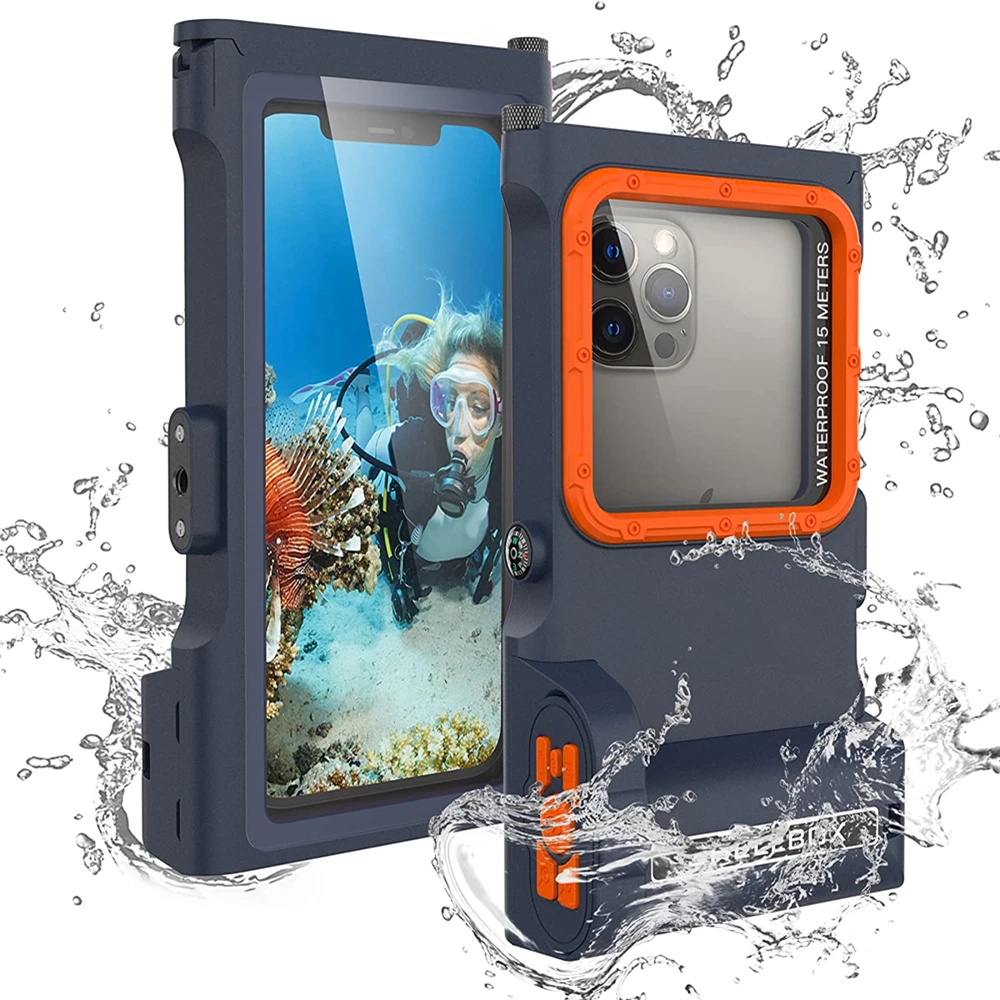 [50ft/15m] Diving Phone Case with Bluetooth Remote Control Universal Waterproof Surfing Swimming Snorkeling Case For iPhone 16