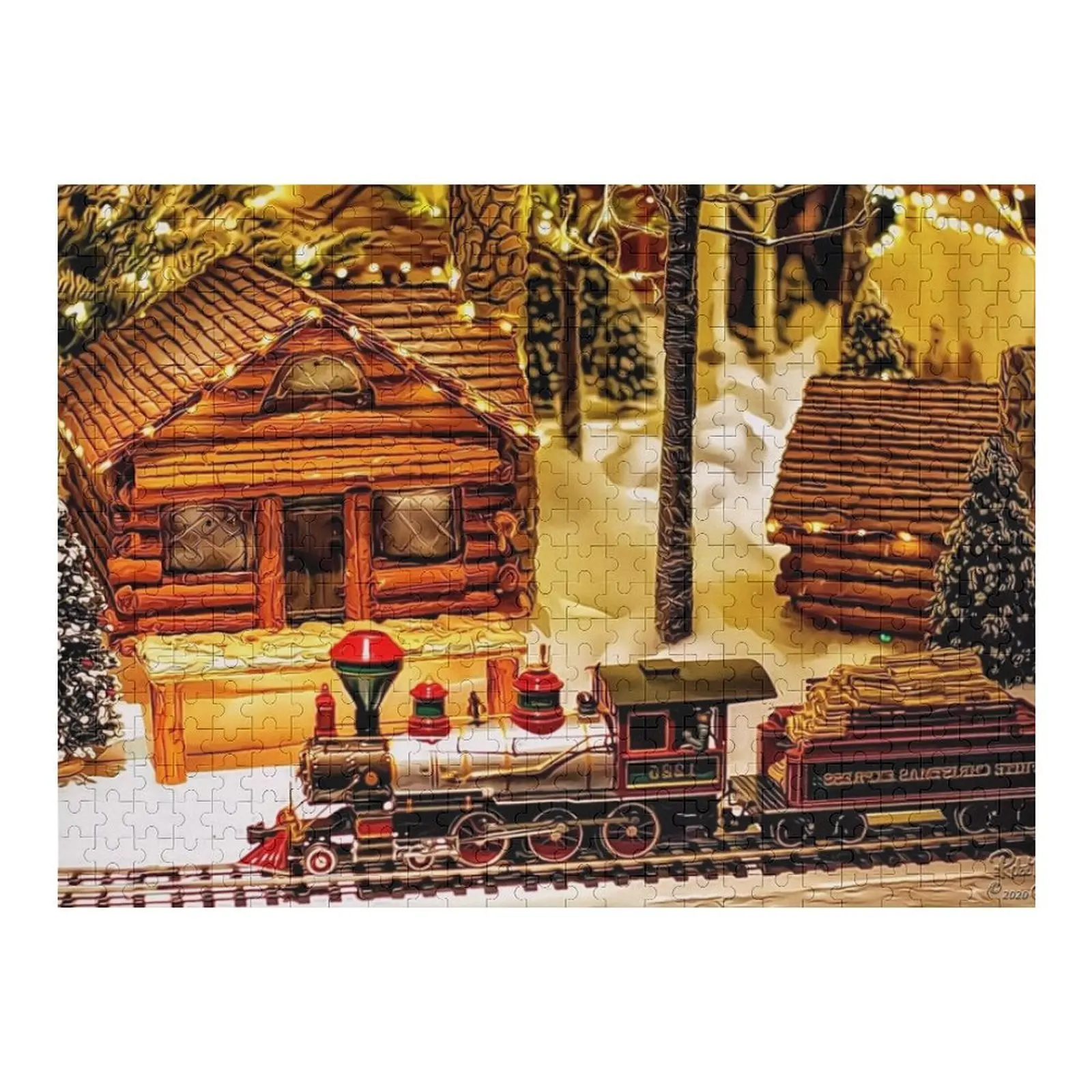 Puzzle z pociągiem Toy Village, elementy puzzle dla dorosłych, personalizowane puzzle dla dzieci.