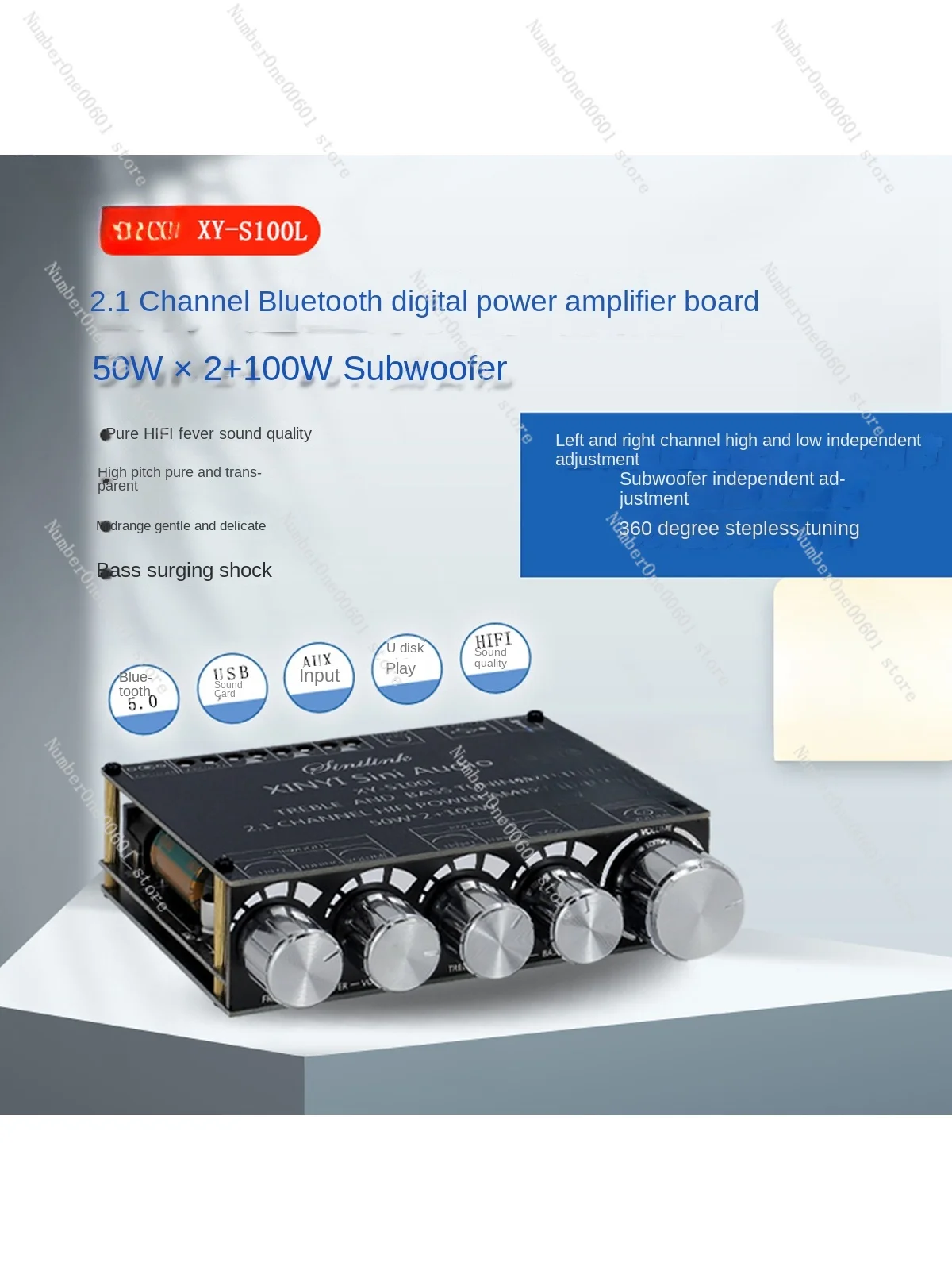 

2.1 Channel Bluetooth Audio Amplifier Module, High and Low Frequency Modulation, Subwoofer Speaker XY-S100L