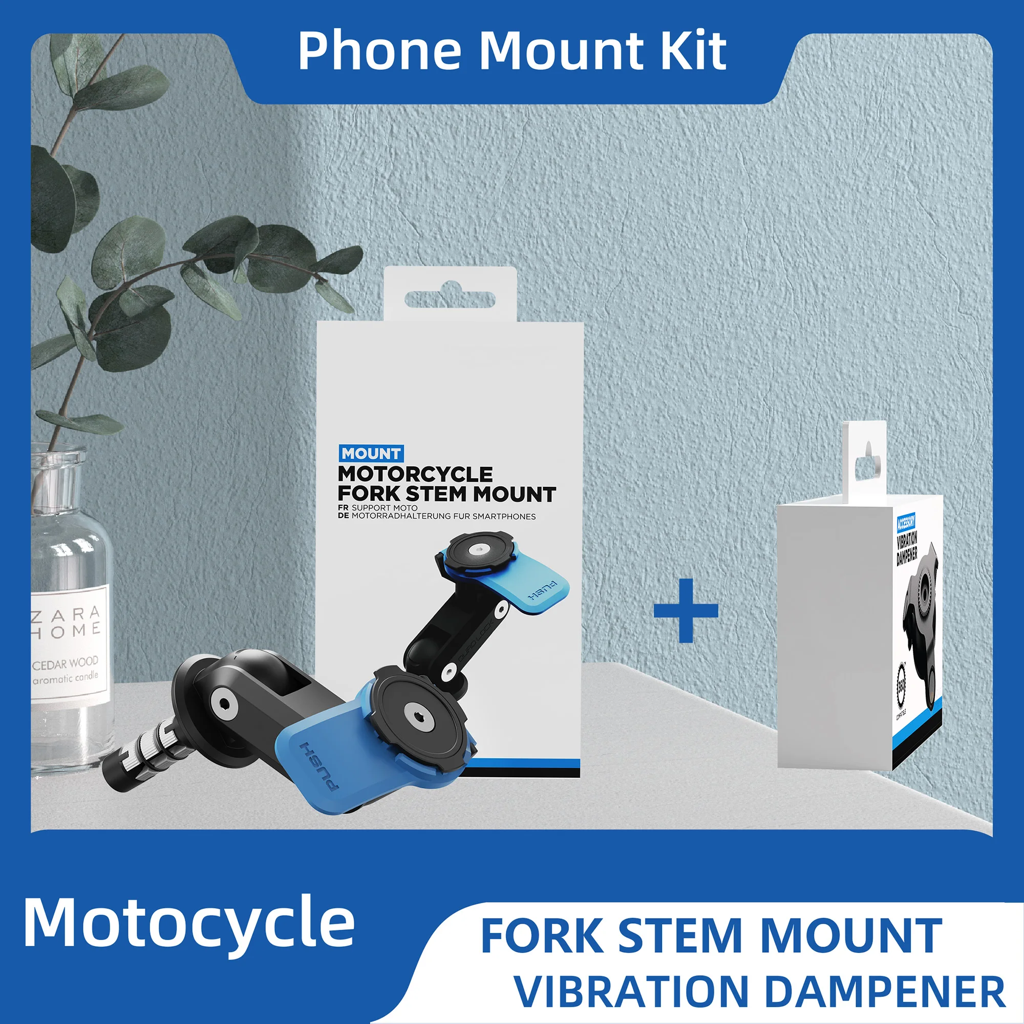 

Motorcycle Phone Mount Kit-Fork Stem Mount and Vibration Dampener