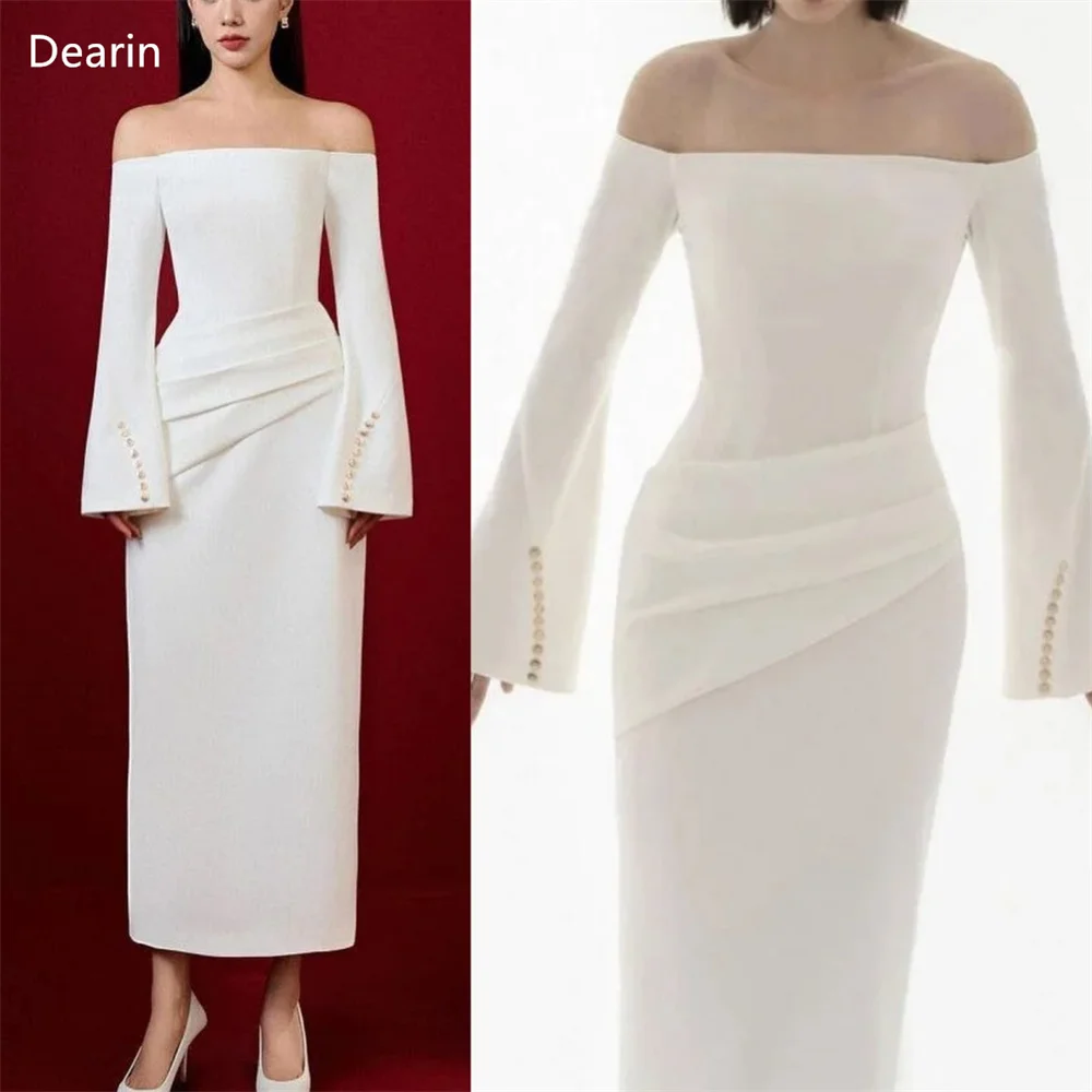 Customized Prom Gown Women Evening Dearin Off-the-shoulder Column Ankle Length Skirts Beading Bespoke Occasion Dresses Formal Dr