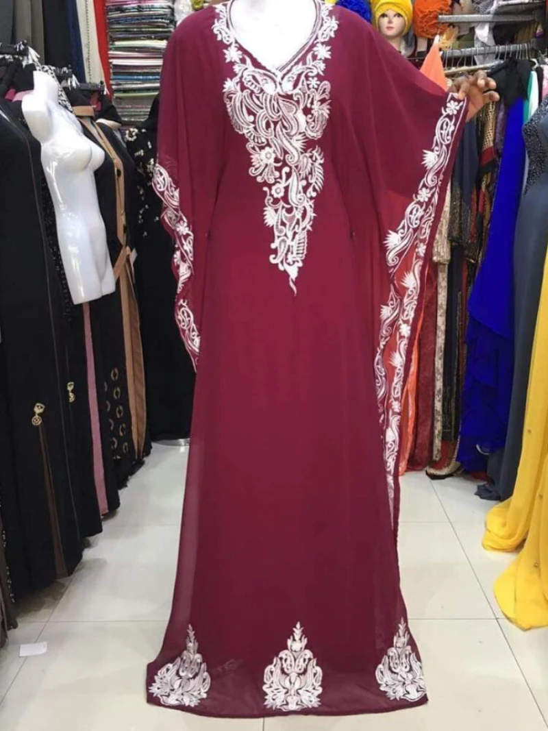 Women Long Dress Dubai Dress Georgette Work Gown Farasha Exquisite Evening Dress