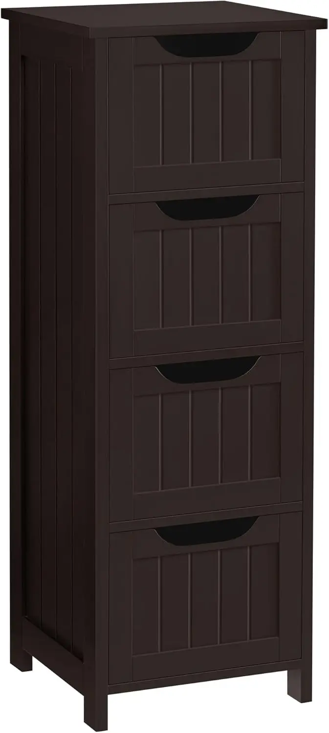 

Slim 4-Drawer Floor Cabinet for Bathroom, Hallway, Living Room - Space-Saving Storage Organizer, Espresso