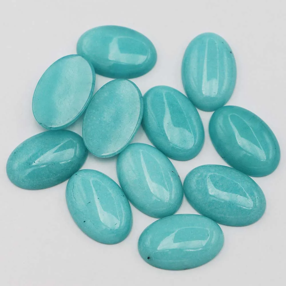 30x20mm Synthesis Stone Oval Sea Blue Cabochon Setting Beads Fit Pendant Ring Earring Jewelry 12Pcs Wholesale Free Shipping