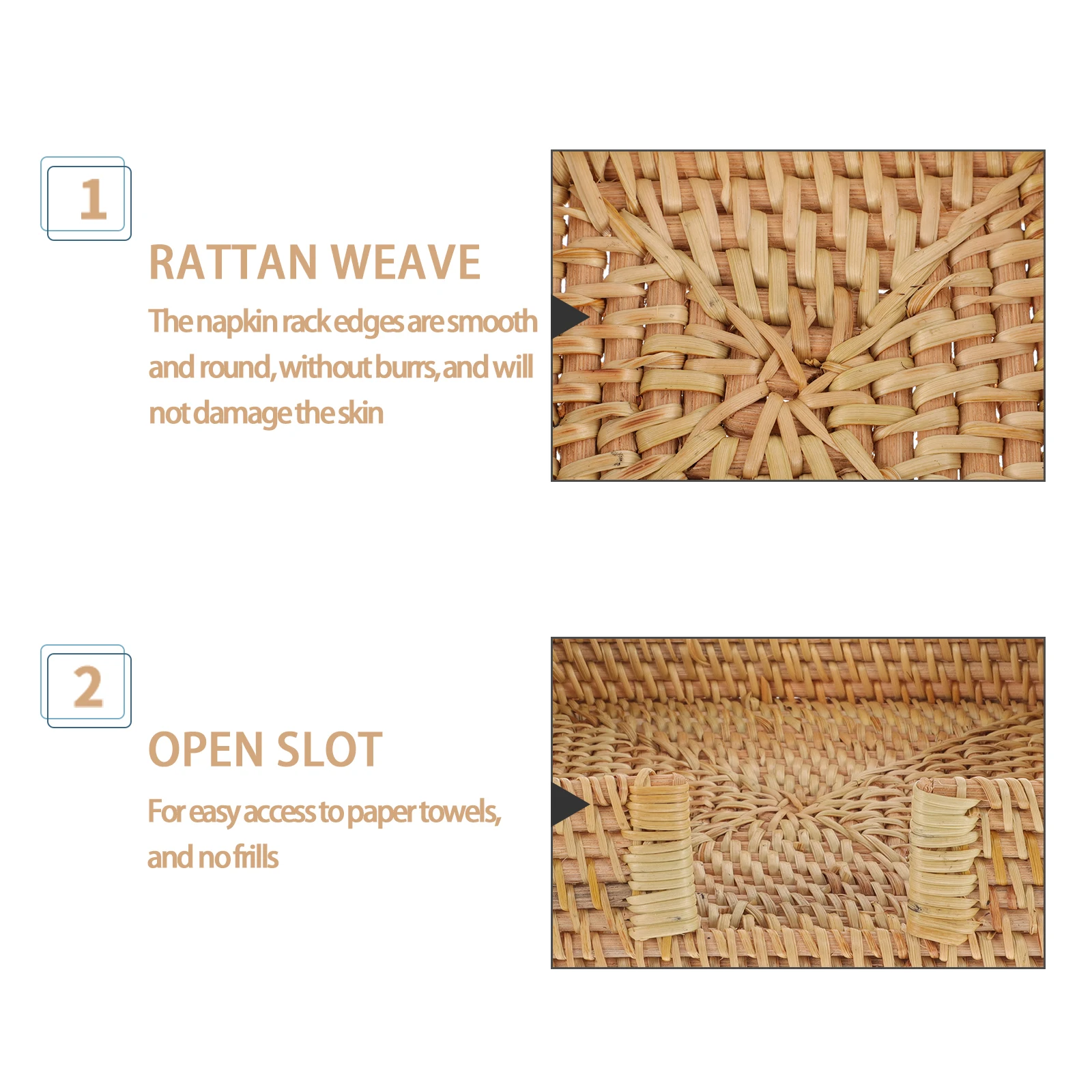 

Rattan Tray 18cm Square Woven Napkin Holder Smooth Edge Storage Rack Table Decor Bathroom Guest Napkins Holder
