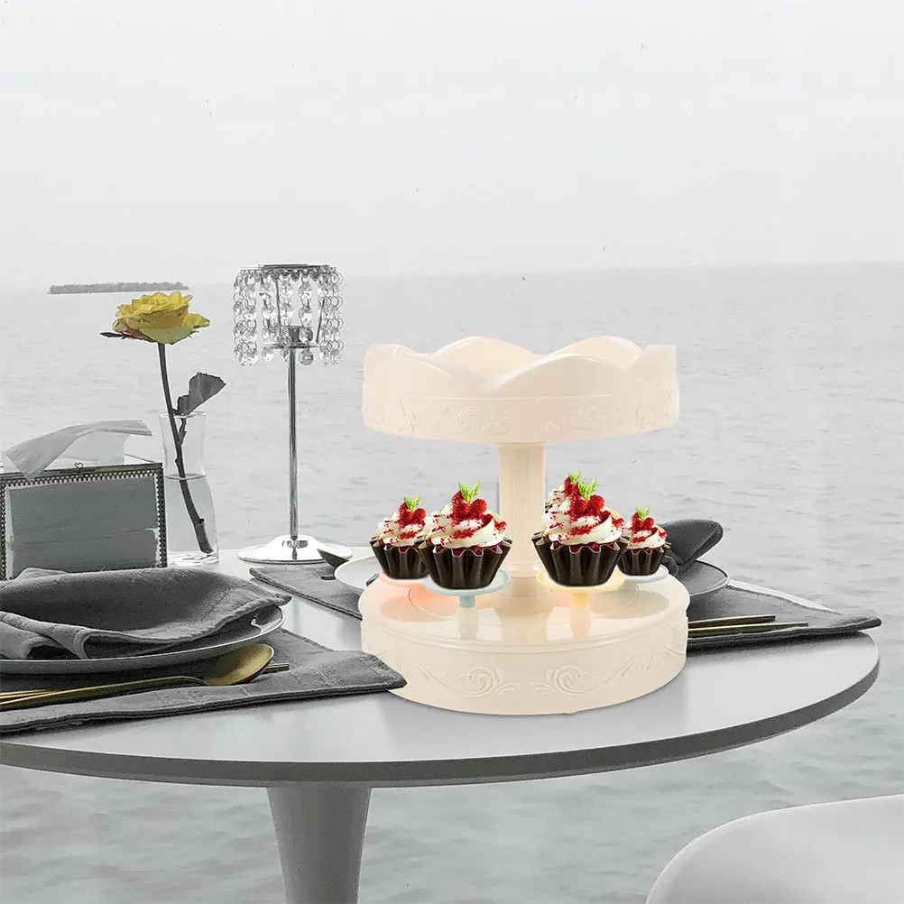 

1pc Automatic Rotating Cake Stand Plastic Party Wedding Dessert Display Holder Multi-Function Desktop Cupcake Holder Kitchen