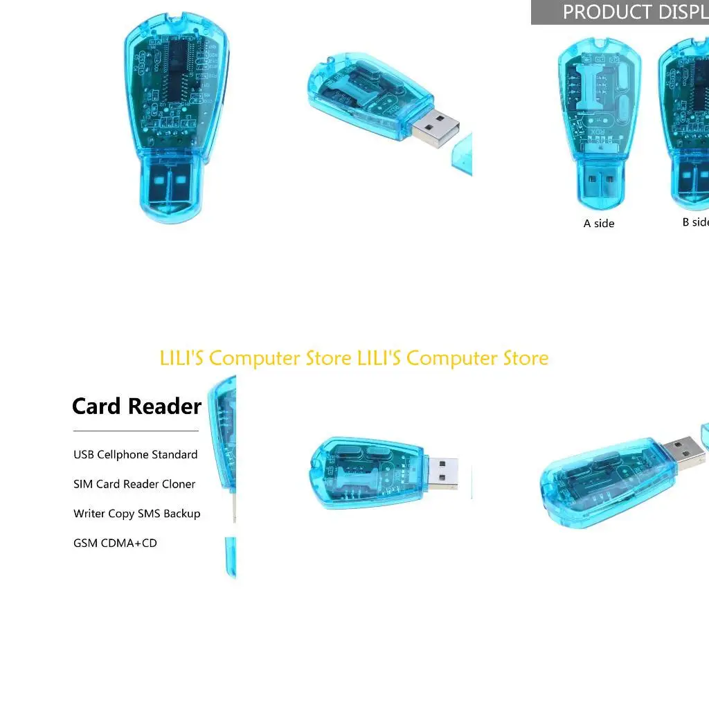 

A52B Hot sale ! Blue USB Cellphone Card Reader Copy Cloner Writer Backup GSM