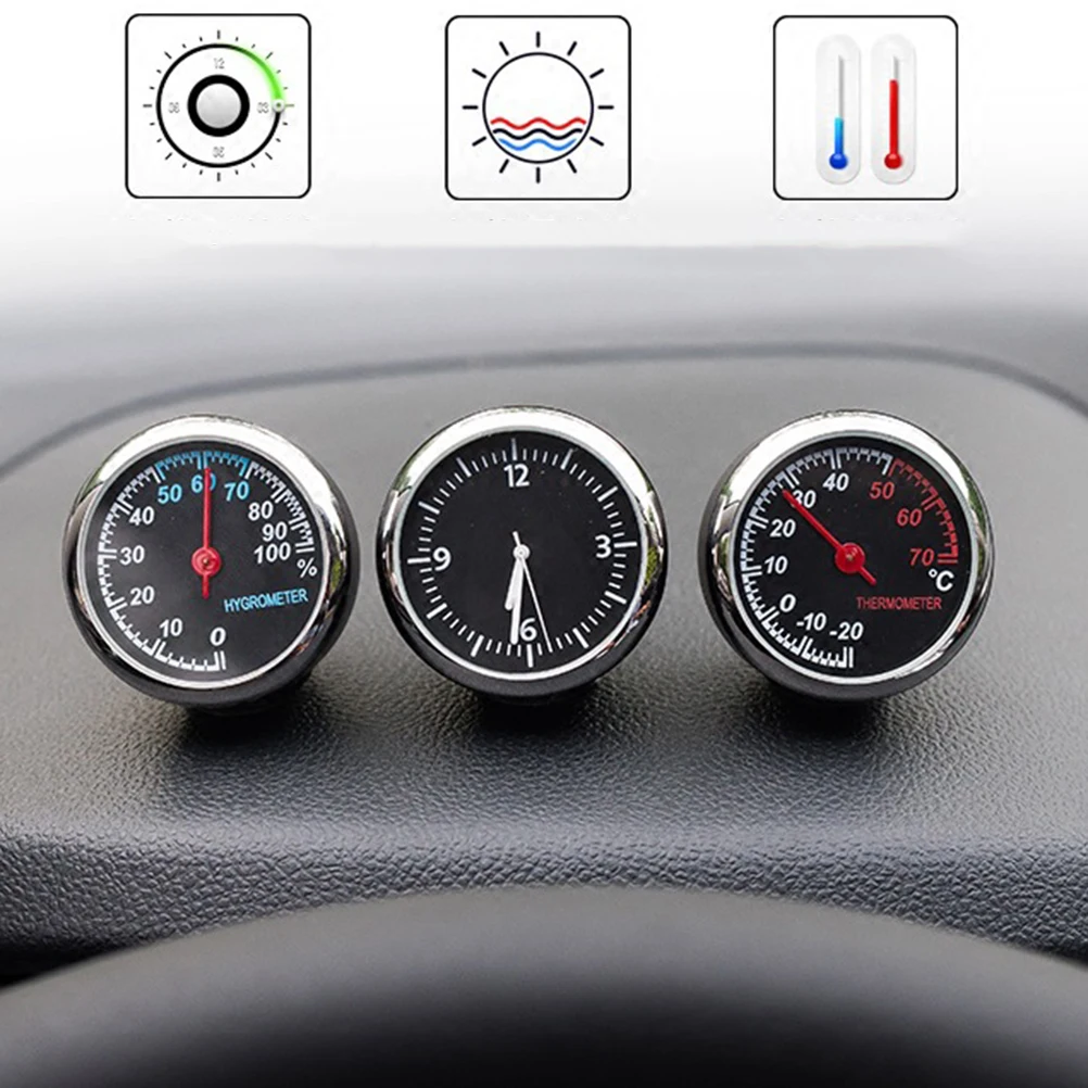 

Car Hygrometer Supplies Dashboard Decorations Luminous Clock Mechanical Thermometer