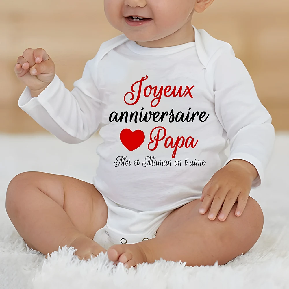 Happy Birthday To You Dad Mom We Love You Baby Bodysuit Pattern Print Jumpsuit Long Sleeve Romper Holiday Party Baby Clothes