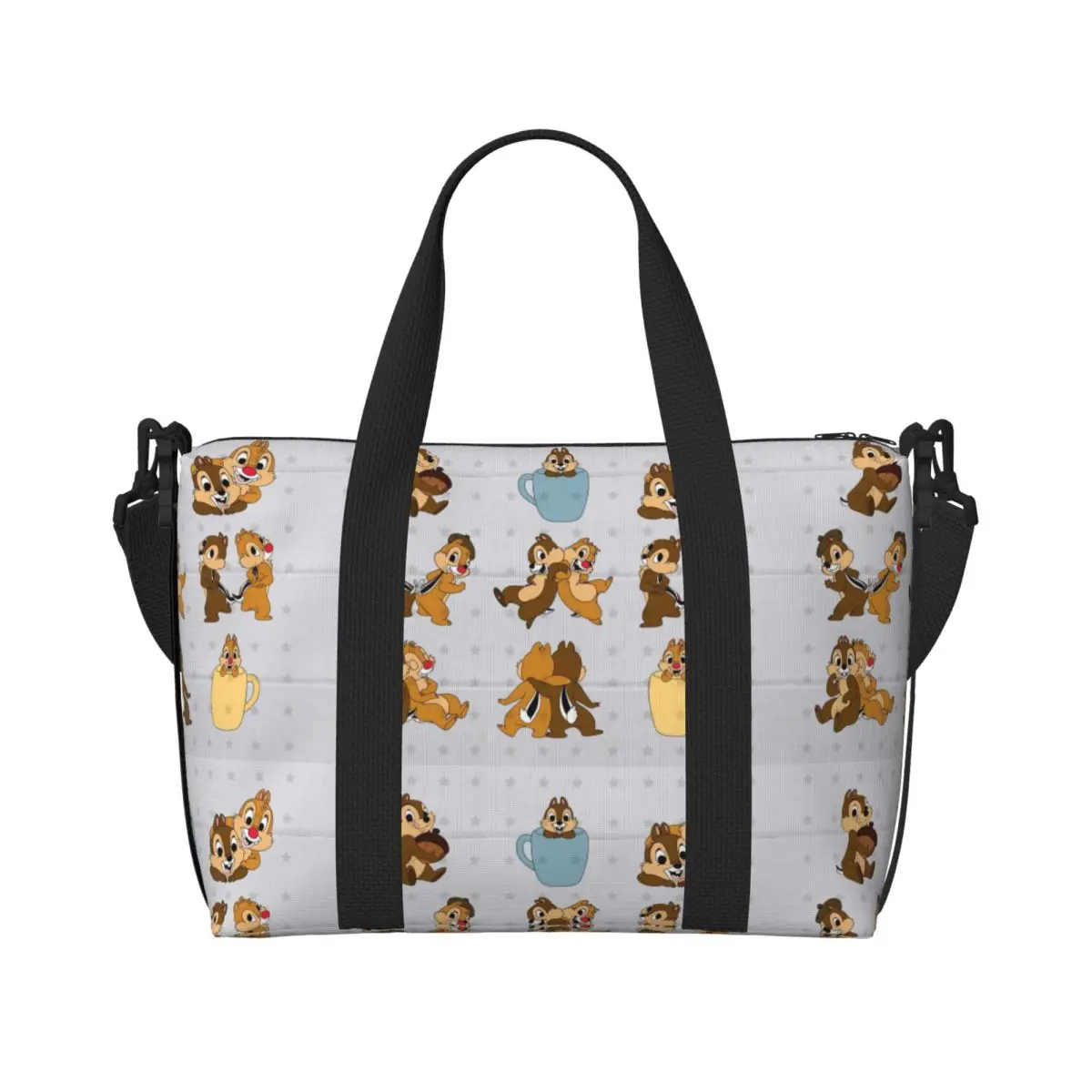 

Забавная сумка-тоут с мультяшными персонажами Чипом и Дейлом для женщин, вместительная сумка для спортзала, пляжа и путешествий