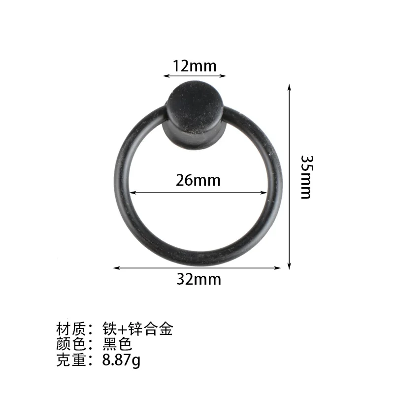 Jingmao Hardware European Black Lifting Drawer Ring Single Hole Cabinet Door Handle