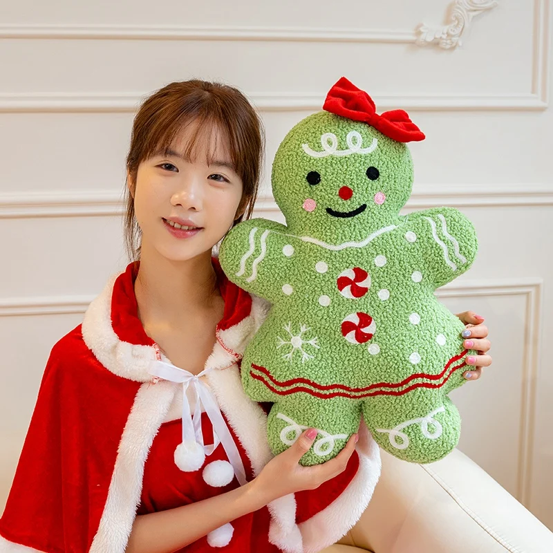 New Christmas Gingerbread Plush Doll Pillow Teddy Velvet Caramel Gingerbread Man Soft Stuffed Toy Home Decor Xmas Gift For Kids