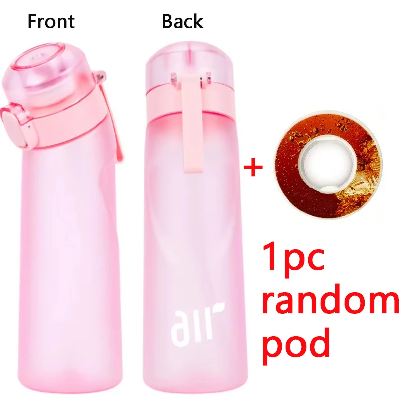 1pc Luft Wasser Flasche Mit 1pc Zufällige Runde Form Geschmack Pod Sport Stroh Kunststoff Tasse Auslaufsicher Outdoor reise Sport Flaschen