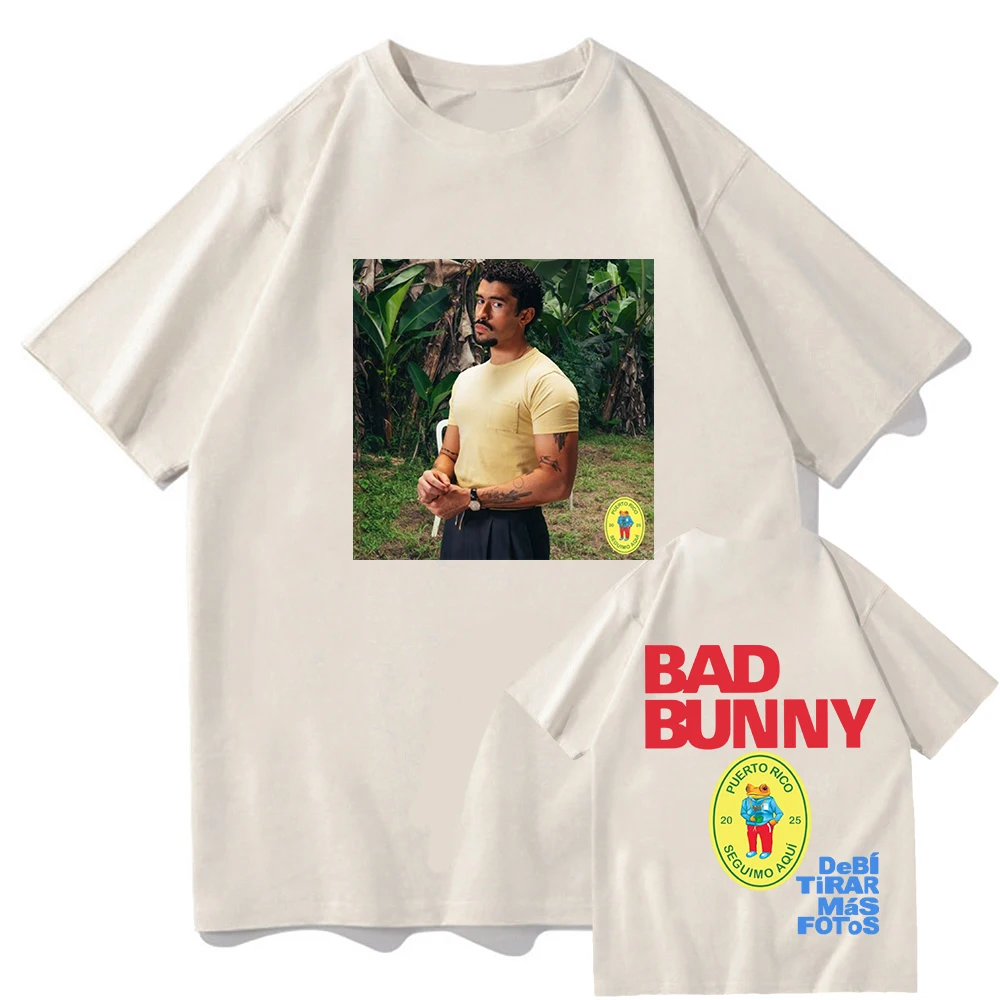 BAD BUNNY T Shirts 2025 DeBÍ TiRAR MáS FOToS Men/women Tshirt Unisex Cotton Clothing Aesthetic Tops High Quality Tees Shirts