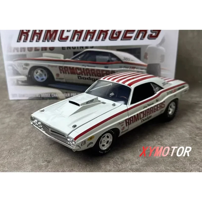 ACME 1:18 For Dodge Challenge 1971 Dodge Pro Stock Alloy Diecast Model Car Toys Birthday Gifts Hobby Display Collection White