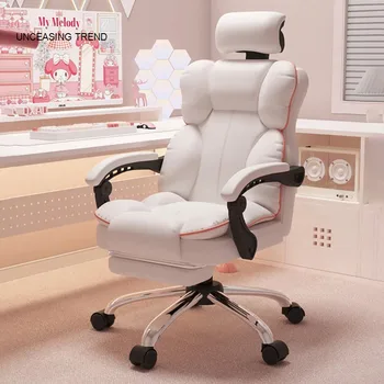 Düşük Fiyat Kawaii Ofis Koltuğu Arka Yastık Beyaz Lüks Kızlar Oyun Koltuğu Estetik Dönebilen Silla Gamer Ofis Mobilyaları
