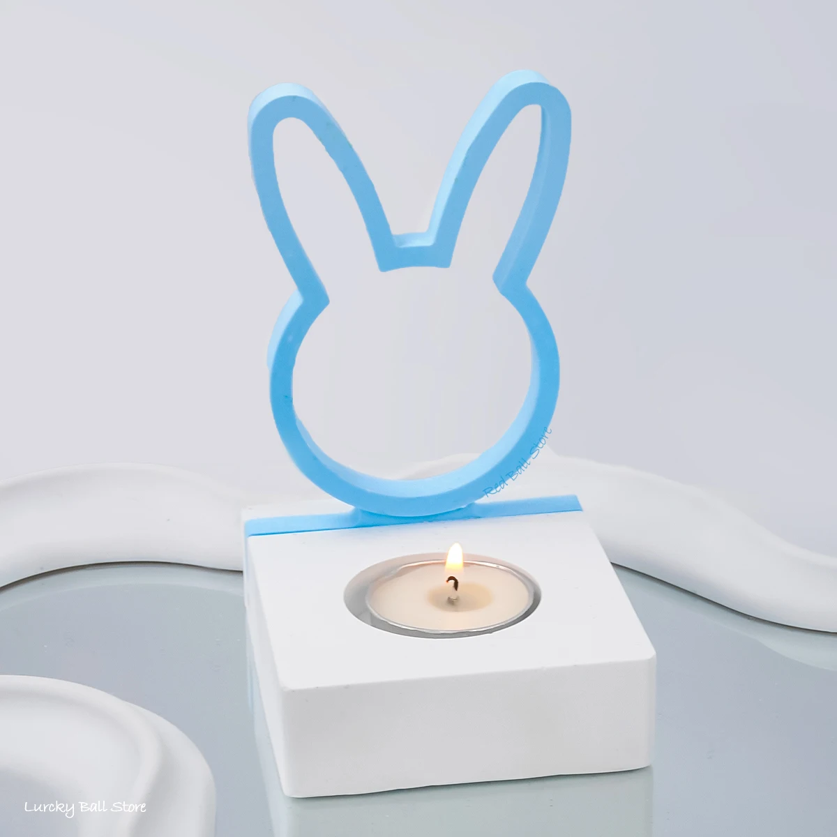 Lovely Hollow Rabbit Candle Holder Silicone Mold Easter Bunny Ornament Candlestick Tool DIY Gypsum Resin Molds Room Decor Crafts