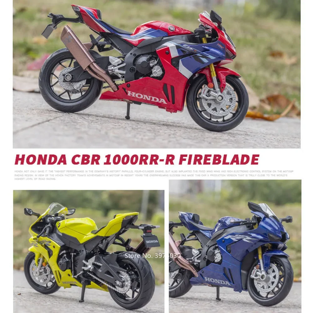 1:12 BMW S1000RR Motorcycle Car Models Toys Rubber Tires Front Wheel Steering Honda CBR1000RR Fire Blade Motorcycles Boys Gifts