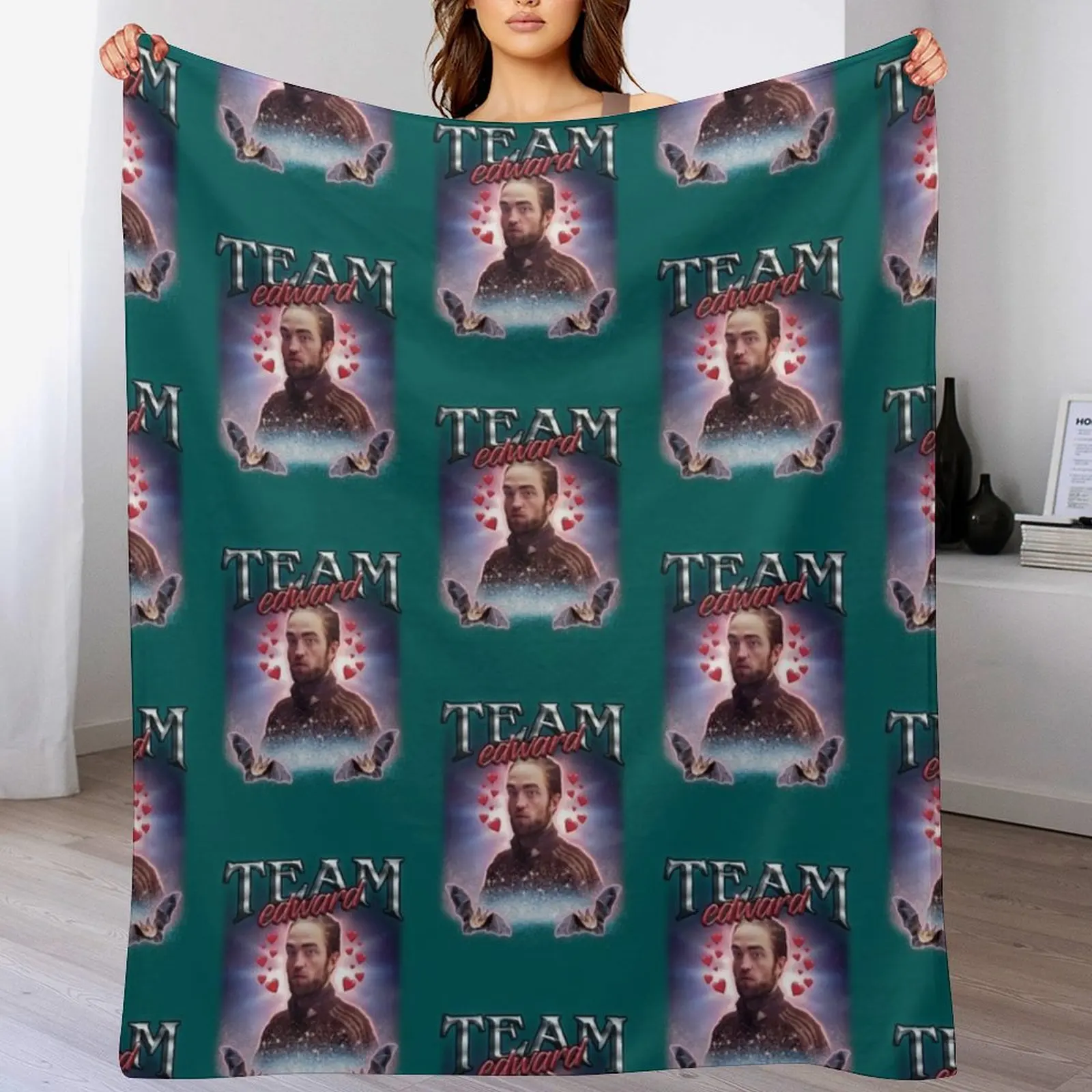 Team Edward Twilight Cursed Fan Collage Throw Blanket Soft Plush Blanket as Housewarming Gift