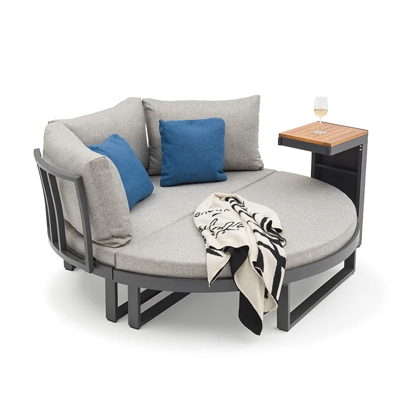 

Luxury Outdoor Furniture Round Daybed Patio Garden Sun Lounger Bed Chairs for Resort and Hotel