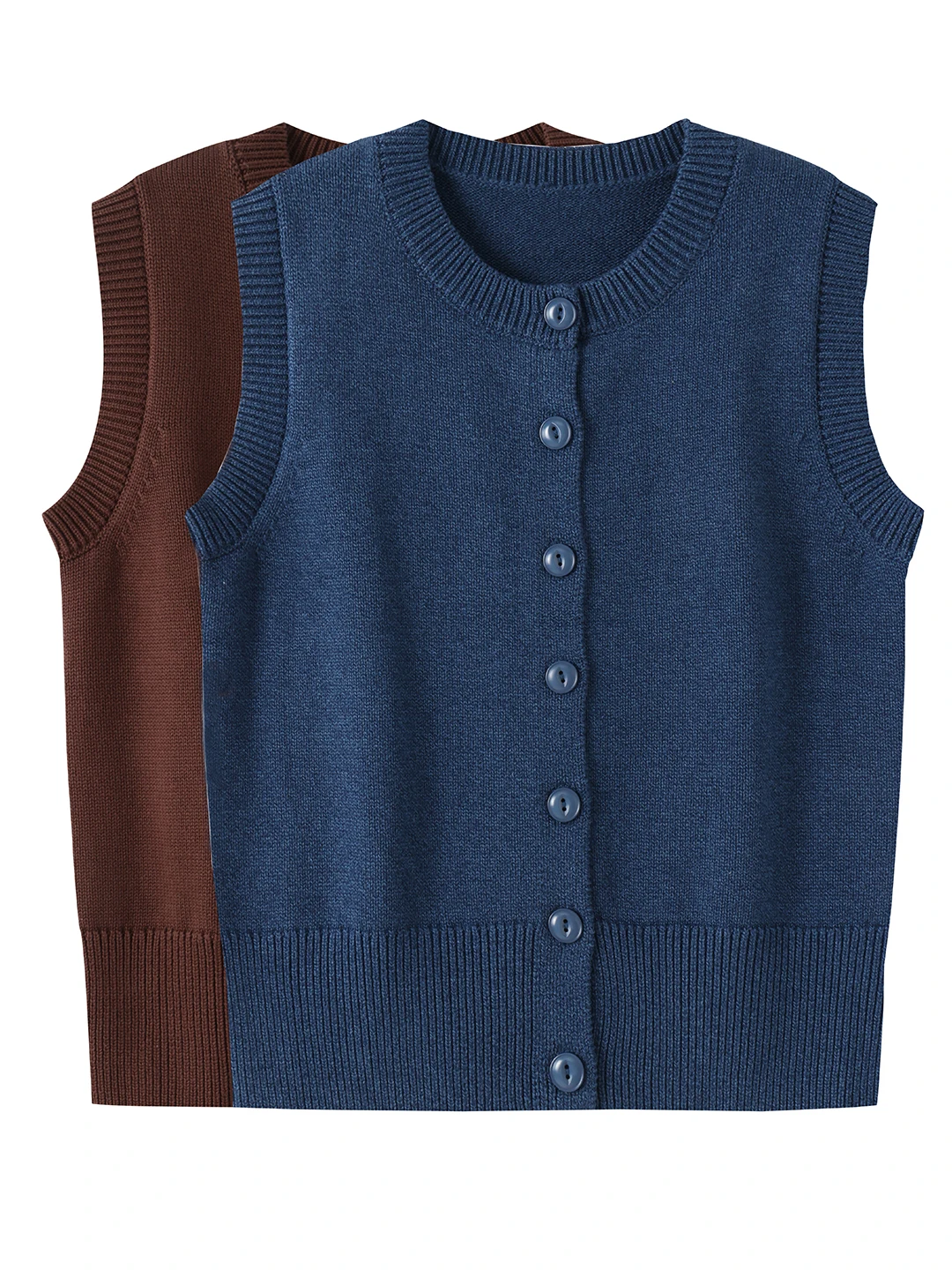 

00% Pure Cotton Knitted Vest Women's Autumn Winter round Ne Svel Open Cardigan Layering Outerwear Full Cotton ould...