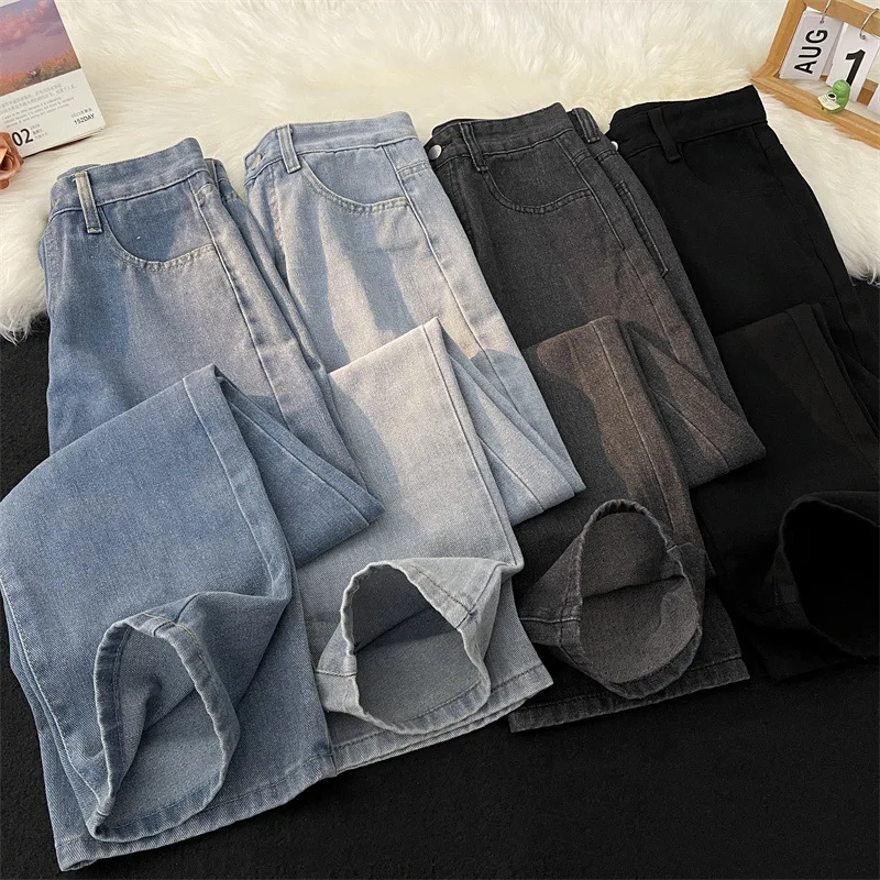 

Men's Casual Straight Leg Jeans Simple Design Versatile Cotton Denim Pants mid Waist Zipper Fly Loose Fit Daily Wear