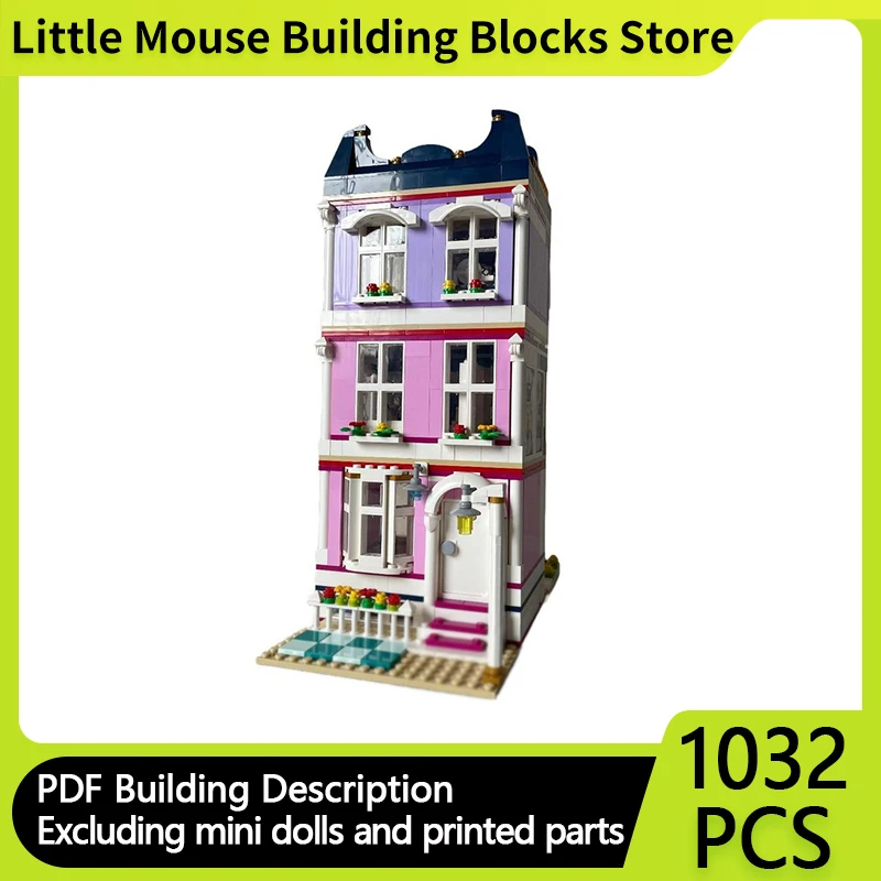 

City Street View Model MOC Building Bricks 3 Storey Town House Modular Technology Gifts Holiday Assemble Children Toys Suit