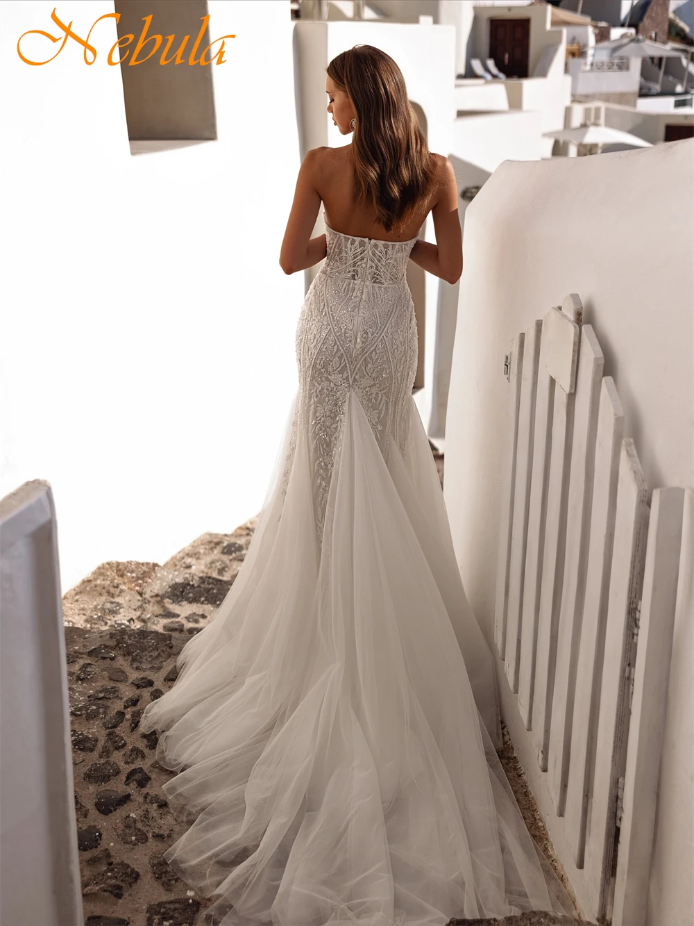 Vestido De Novia De Organza blanco bohemio personalizado, vestidos De Novia elegantes sin mangas con forma De corazón, Vestido De Novia suave con cola De corte De sirena