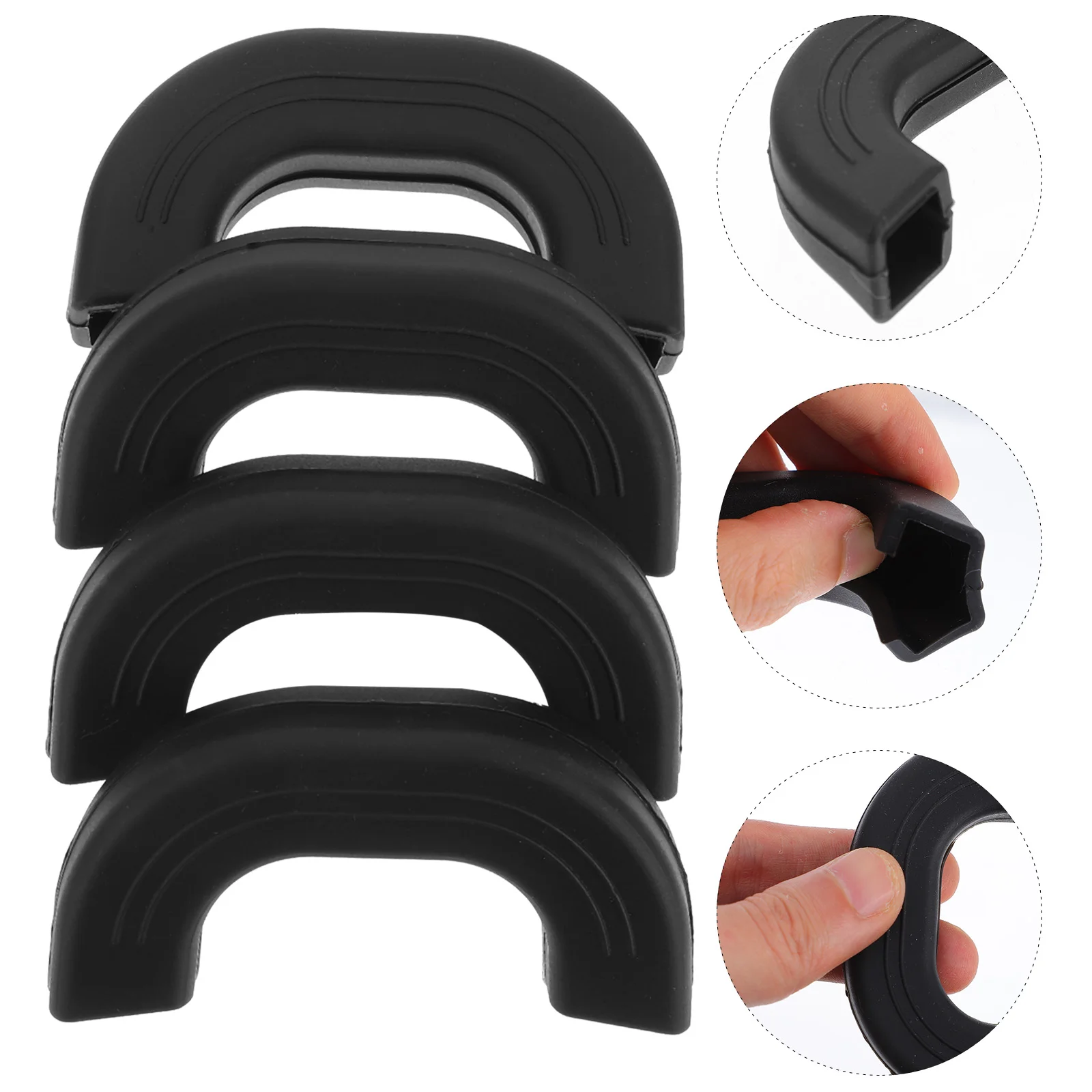 

4 Pcs Griddle Pan Pot Earrings Hot Handle Protector Silicone Holder Mold Sleeve Black Potholder Kitchen Tools