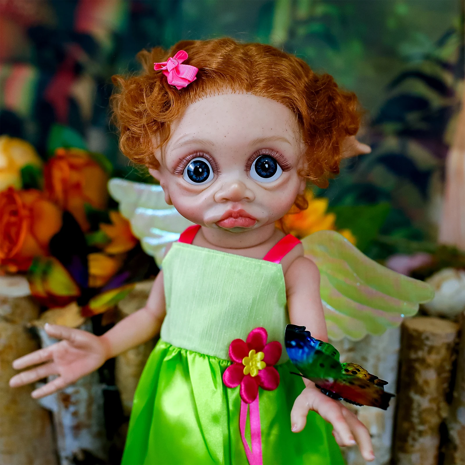 Muñeca impermeable de bebé Reborn de 40CM, Hada Tinky, elfo, cuerpo de silicona de vinilo suave completo con pelo enraizado, muñeca artística coleccionable