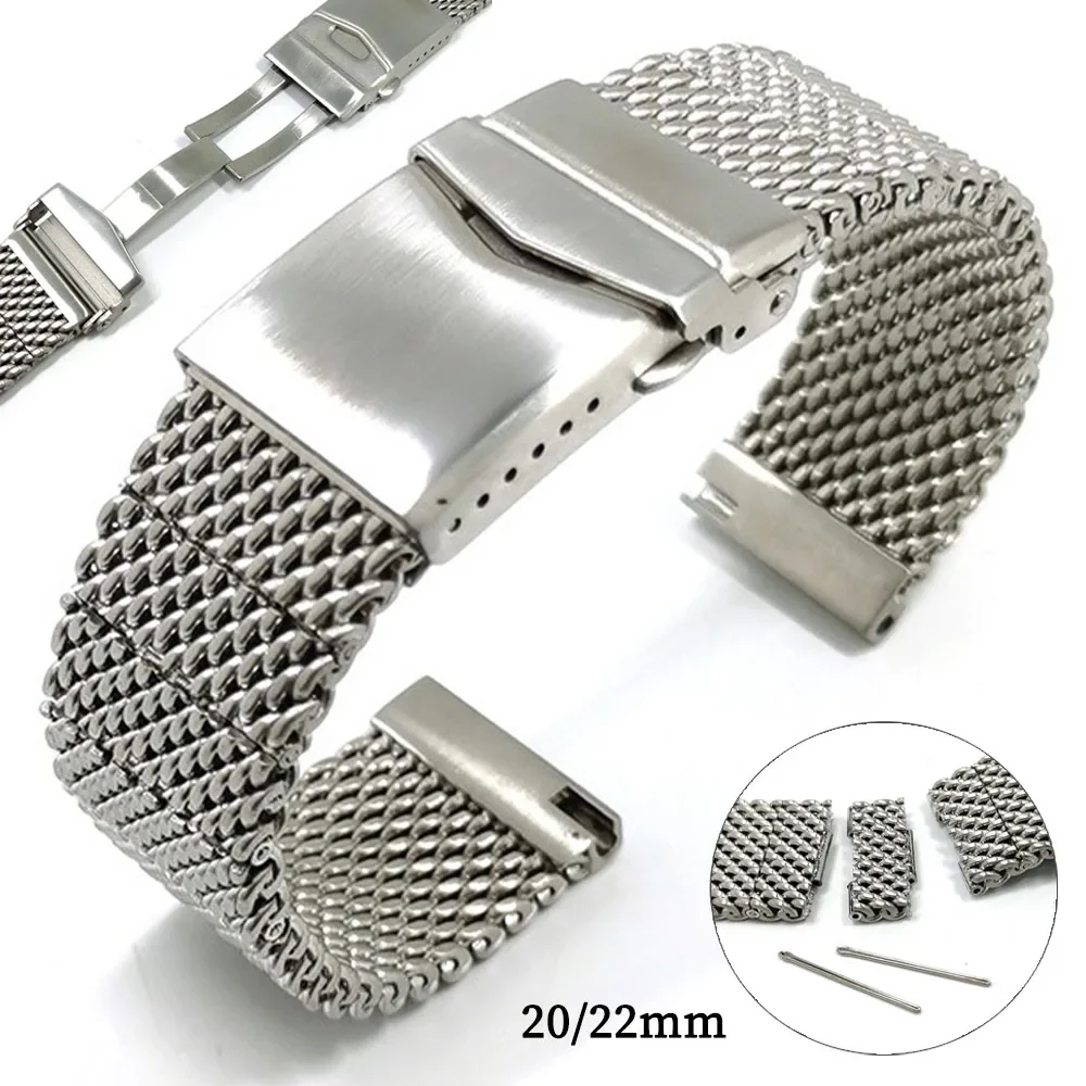 Stainless Steel Strap 20mm 22mm Mesh Milanese Bracelet Quick Release Metal Watch Band Men Women Universal Replacement Wristband