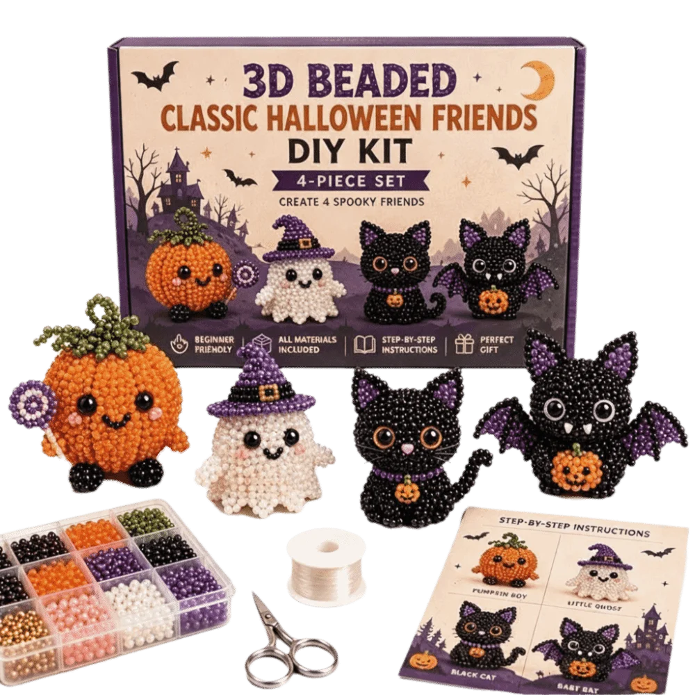 Tiny Beads Halloween Beaded Dog Kit Animal Shape Cute Design Bead Weaving Kit Creative Craft DIY Bead Craft Kit Gift Giving